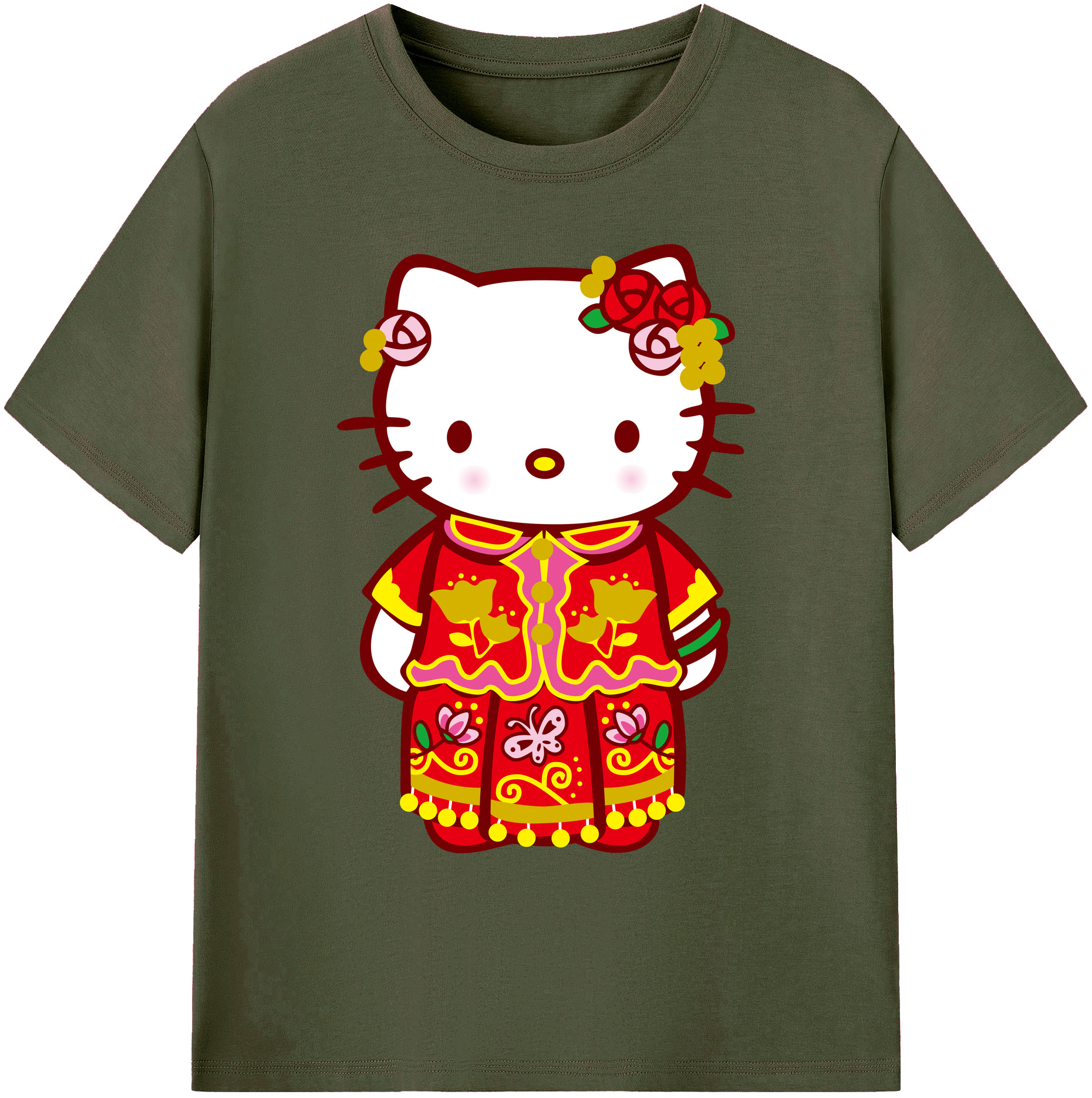 （画像用） Hello Kitty ハローキティ 綿100％ メンズ半袖Tシャツ｜肌触りやわらか＆通気性